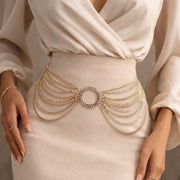 Ring Centered Multi Layered Waist Chain Belt
