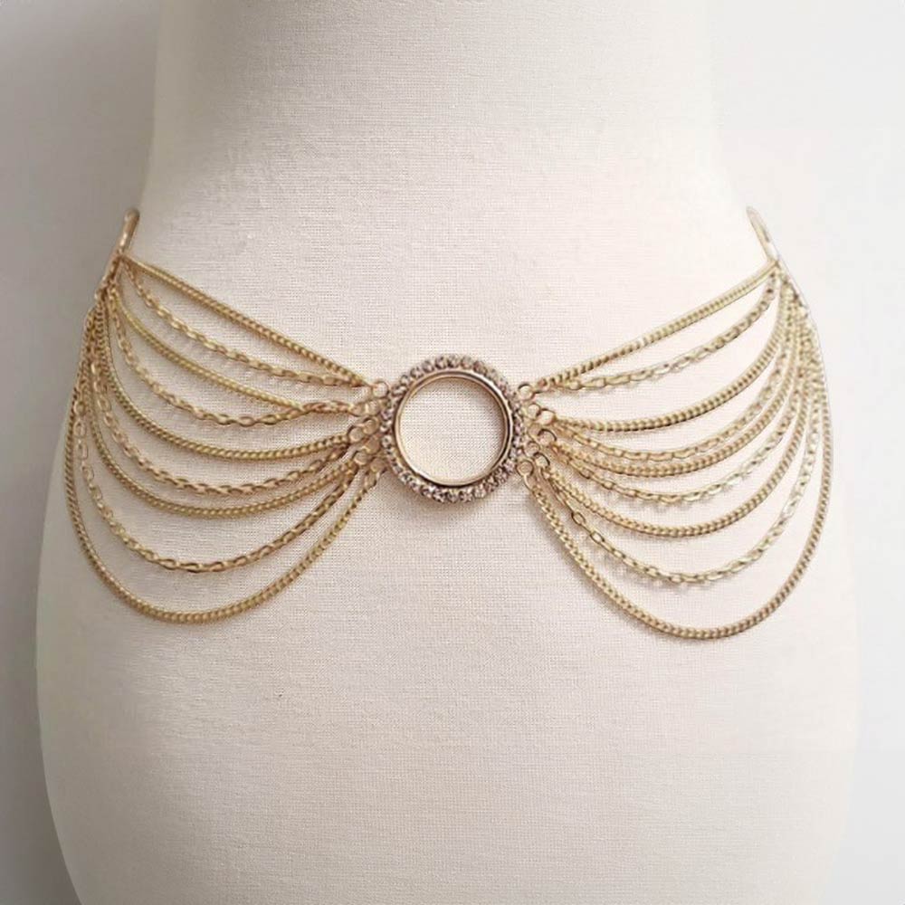Ring Centered Multi Layered Waist Chain Belt