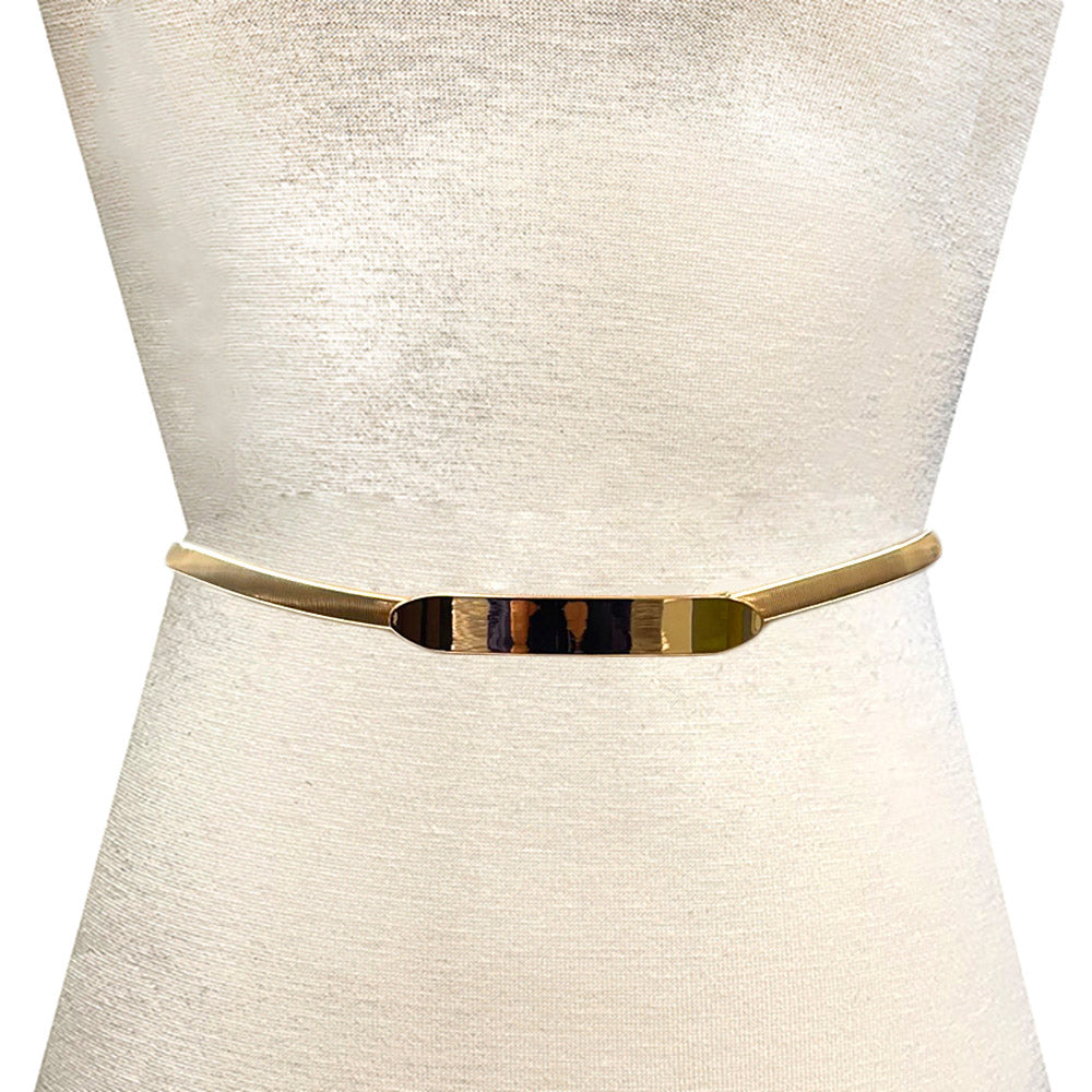 Metal Bar Pointed Stretch Belt