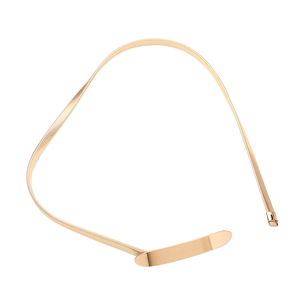 Metal Bar Pointed Stretch Belt