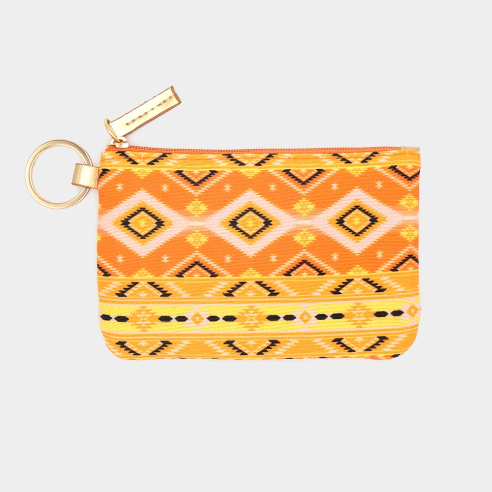 Boho Aztec Patterned ID Wallet Detachable Lanyard