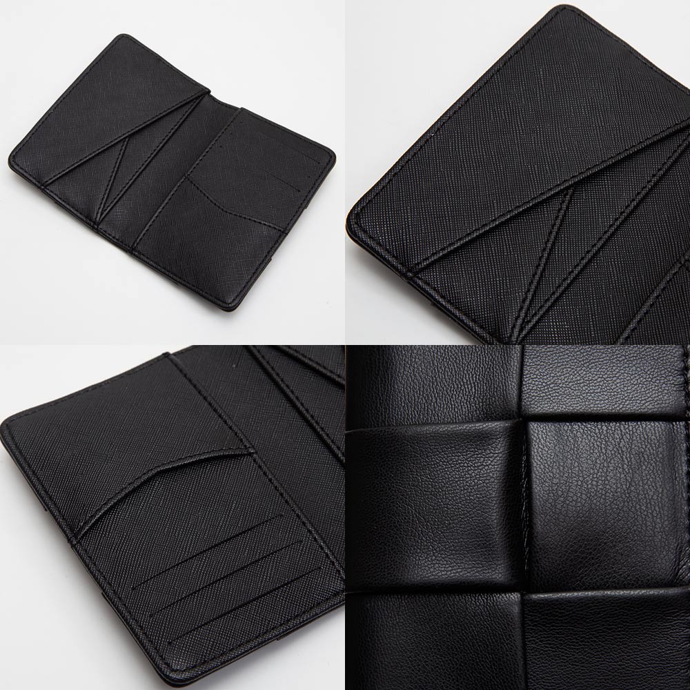 Faux Leather Weave Card Holder Wallet