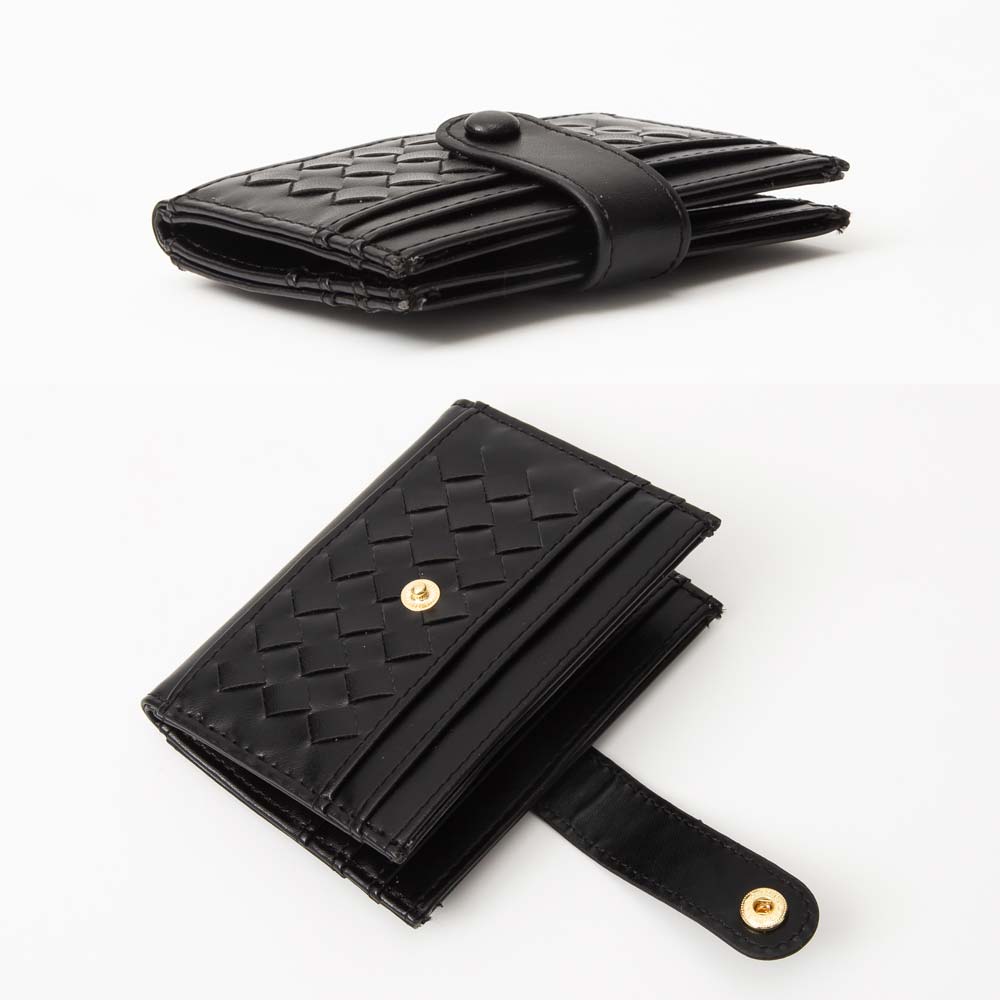 Faux Leather Classic Woven Card Holder Wallet