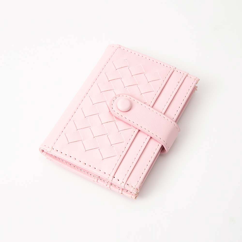 Faux Leather Classic Woven Card Holder Wallet