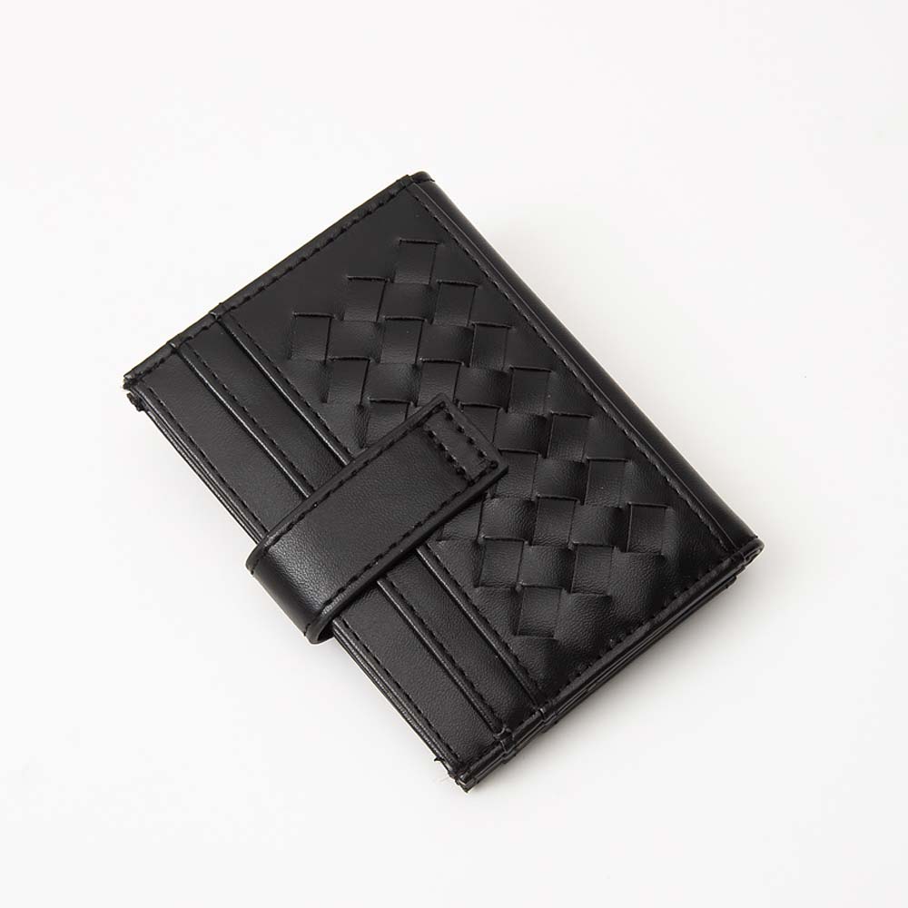 Faux Leather Classic Woven Card Holder Wallet