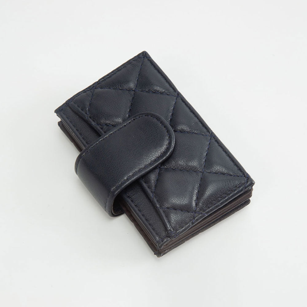 Quilted Faux Leather Snap Closure Card Holder Wallet