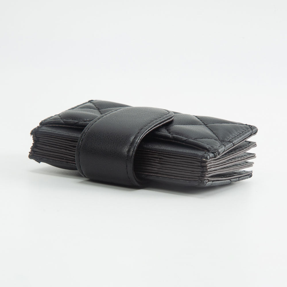 Quilted Faux Leather Snap Closure Card Holder Wallet