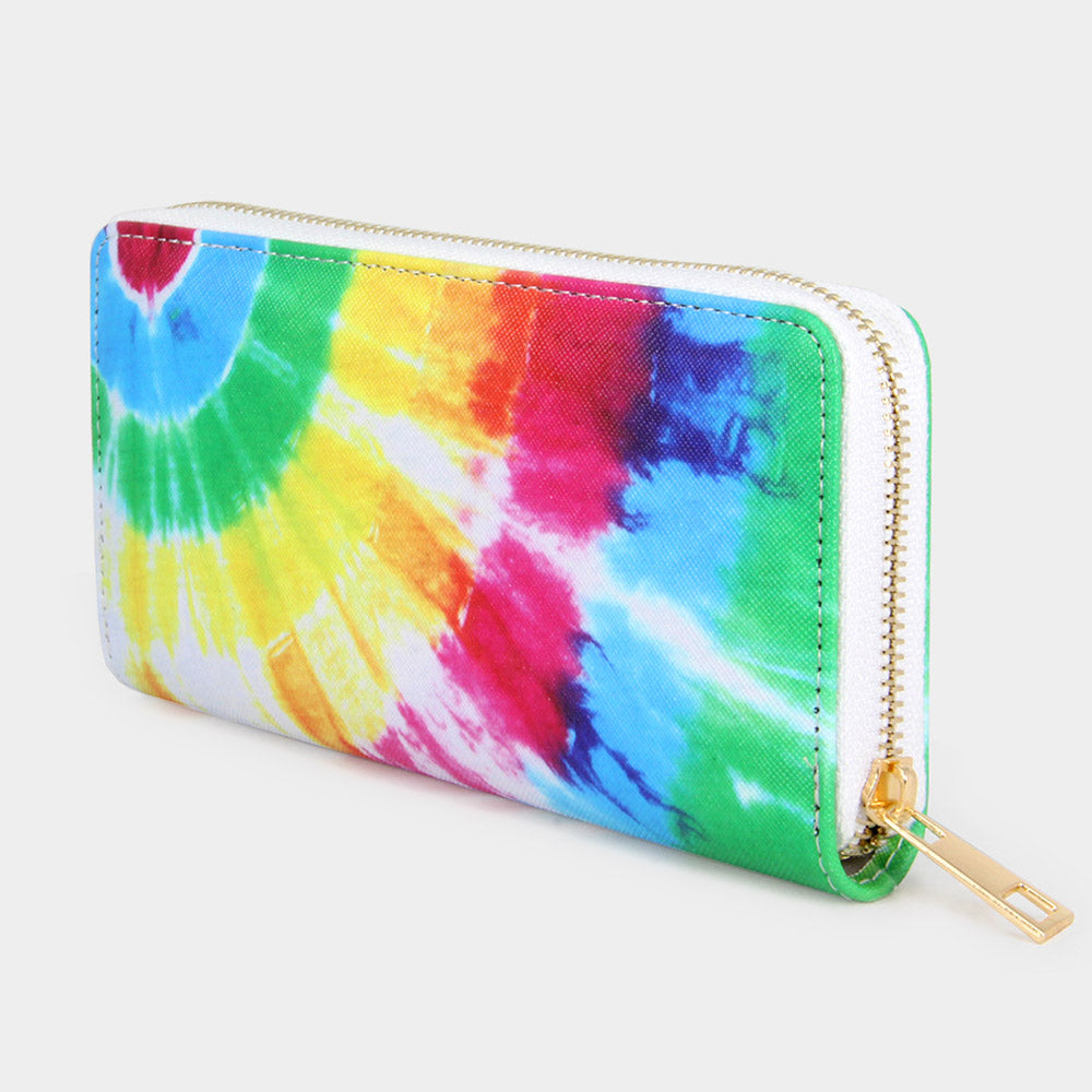 Rainbow Spiral Tie Die Print Wallet