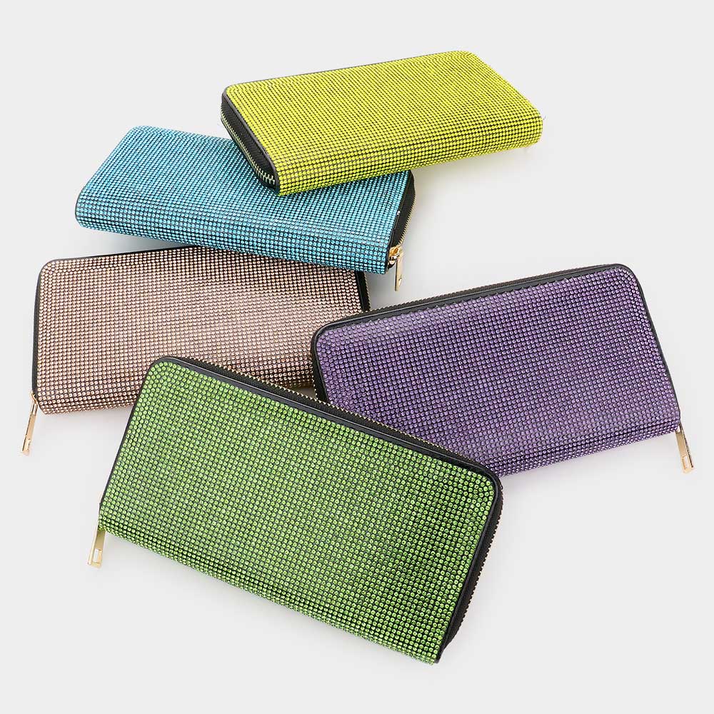 Bling Solid Zipper Wallet