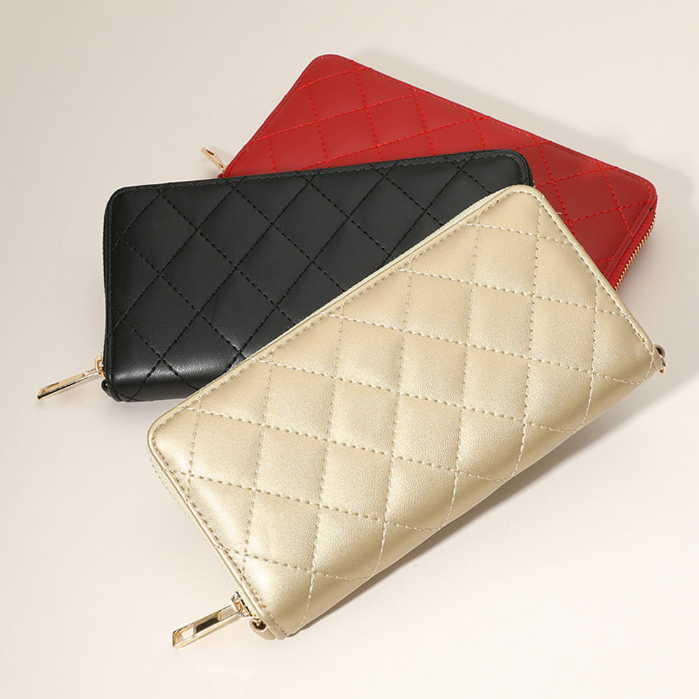 Quilted Faux Leather Long Wallet