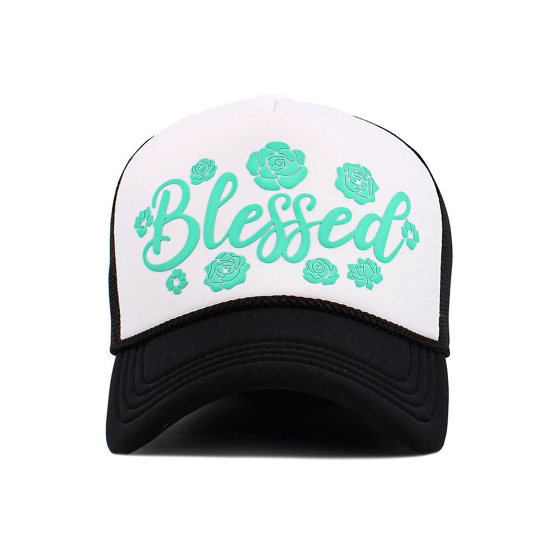 BLESSED Letter Foam Trucker Hat Mesh Cap