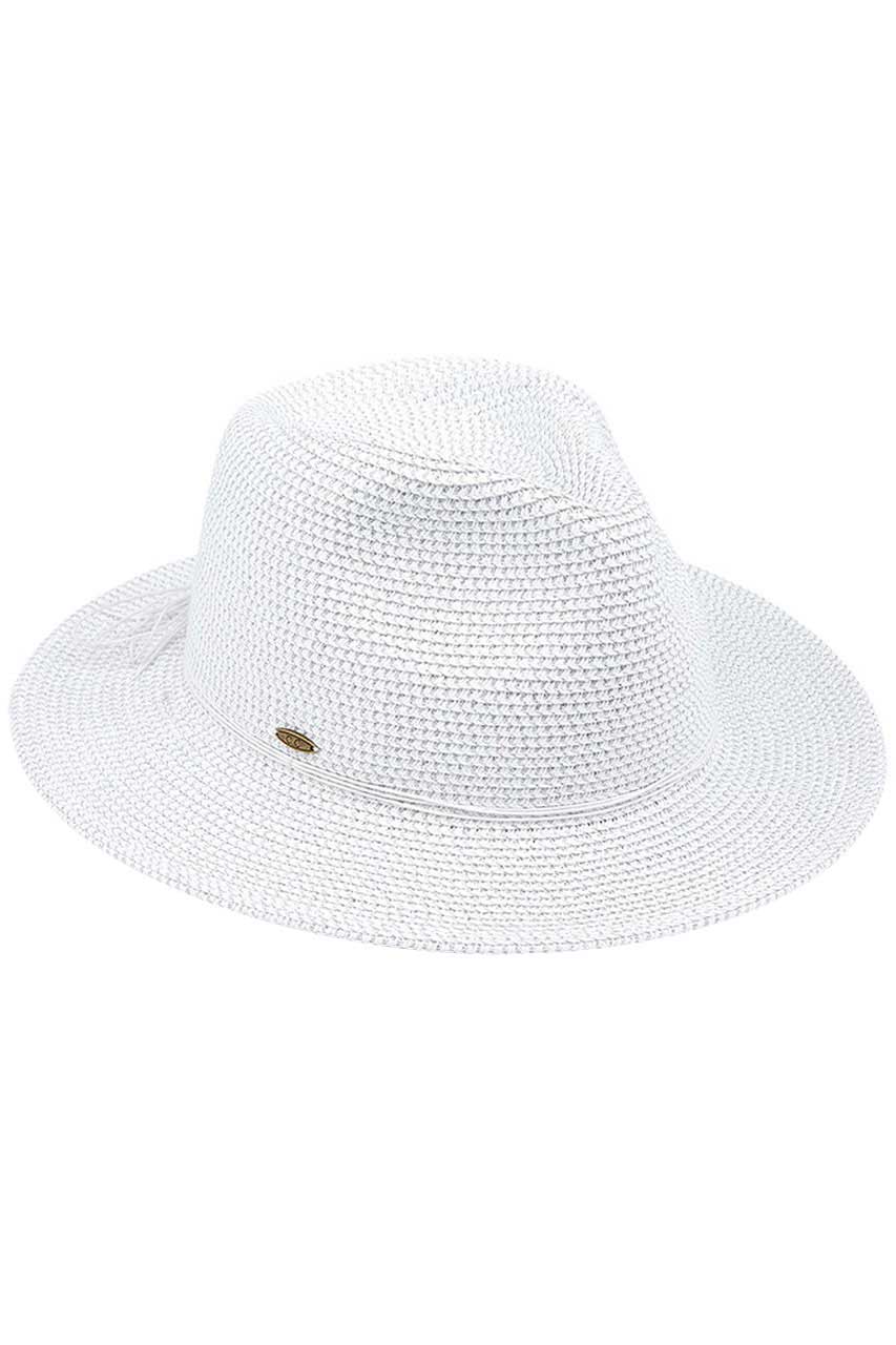 C.C Women's Lurex Paper Straw Panama Sun Hat