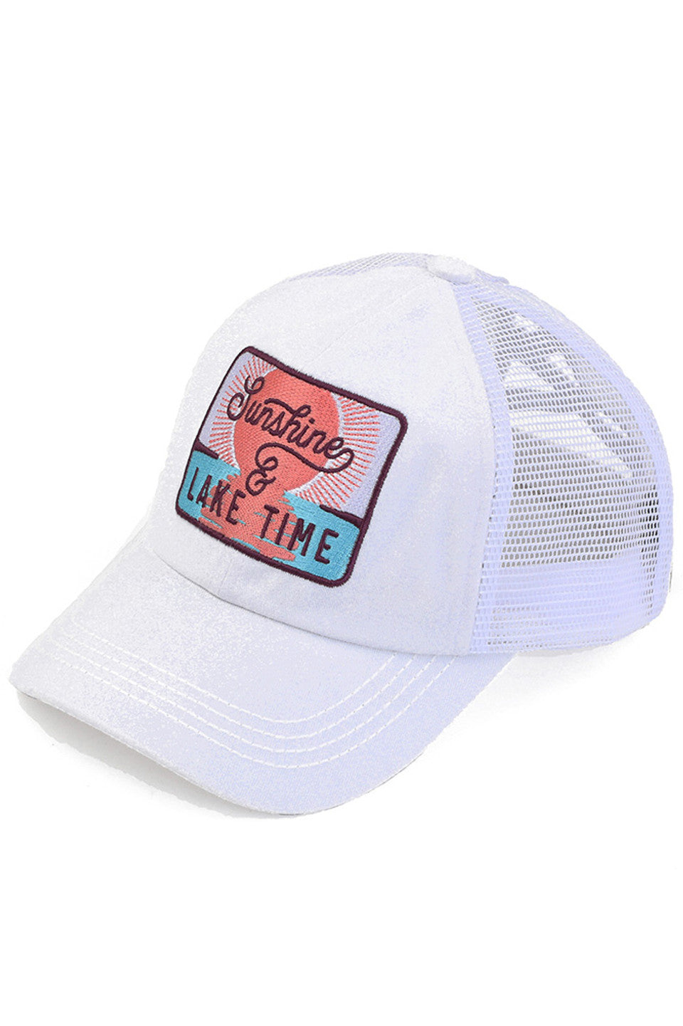 C.C Women's Sunshine & Lake Time Patch Ponytail Cap