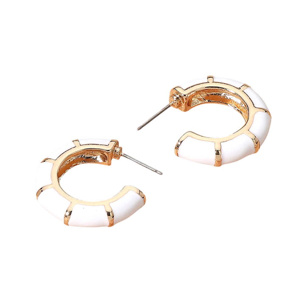 Enamel Bamboo Hoop Earrings