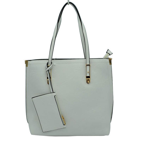 Soft Faux Leather Tote Handbag With Wallet