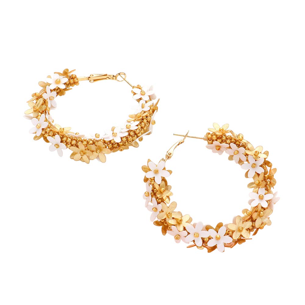 Flower Cluster Hoop Earrings