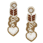 Heart Arrow With Love Seed Bead Earrings