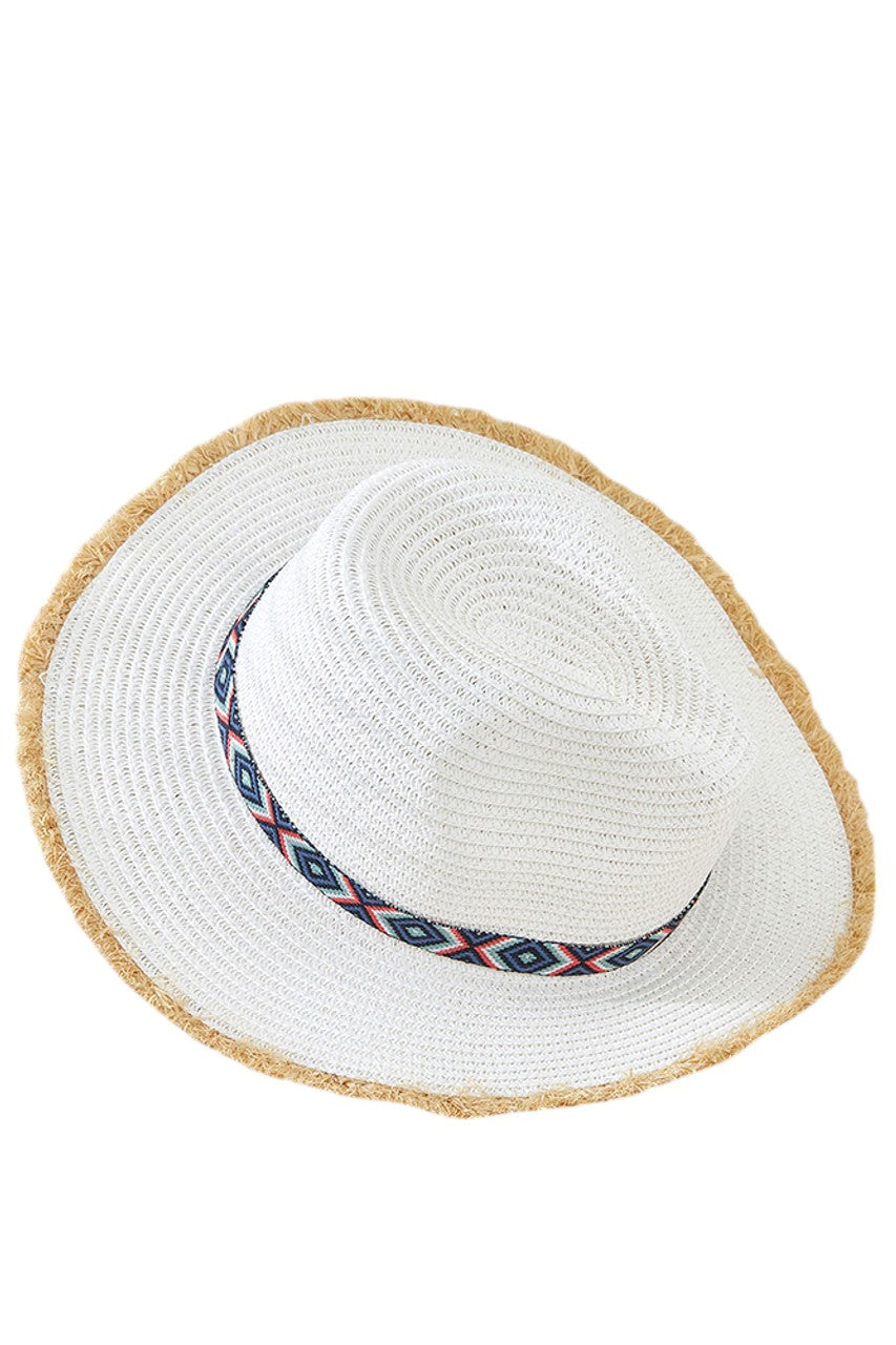 Indian tribes trim frayed fedora hat