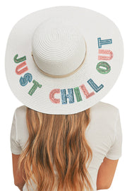 JUST CHILL OUT Sequin Letter Floppy Hat