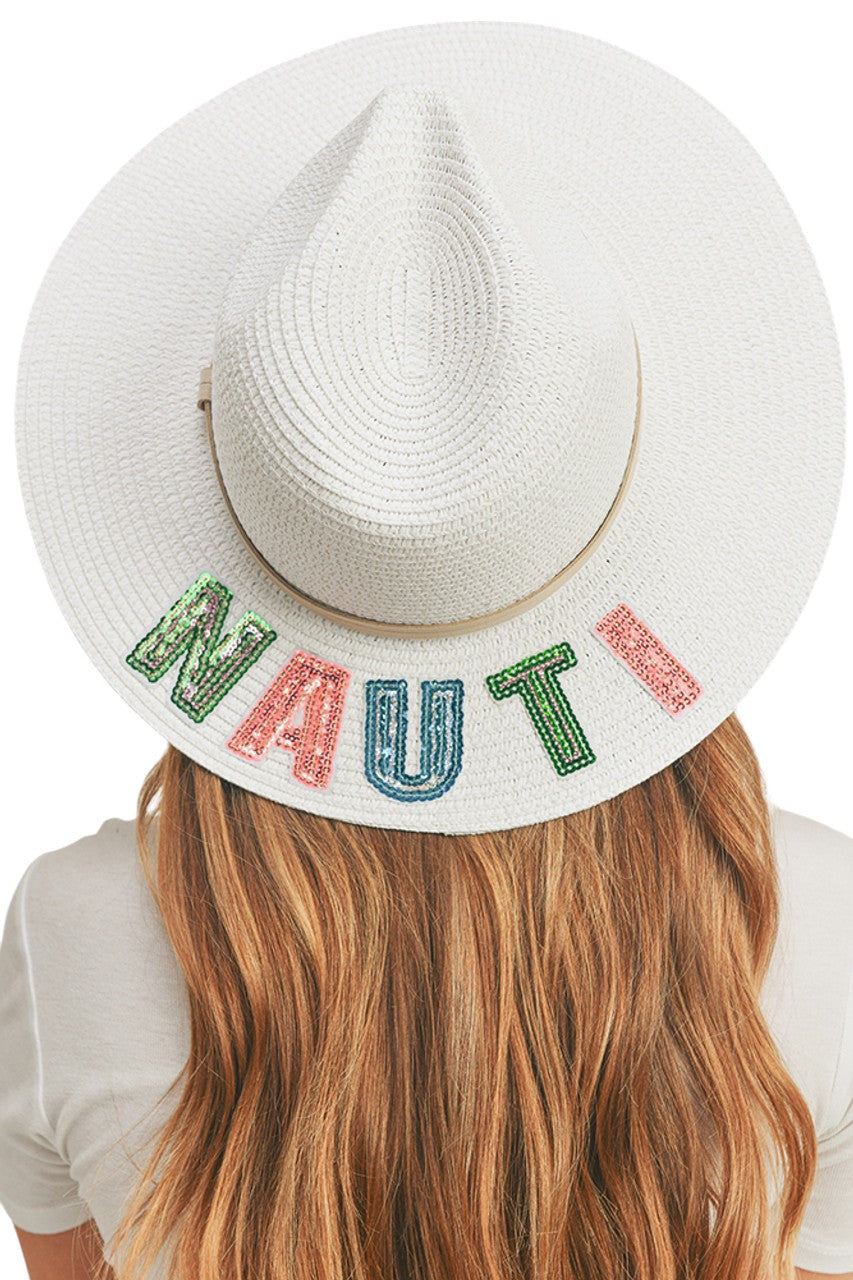 NAUTI Sequin Letter Panama Hat