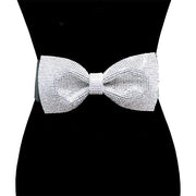 Rhinestone Pave Crystal Embellished Bow Detail Glamorous Elastic Stretch Belt