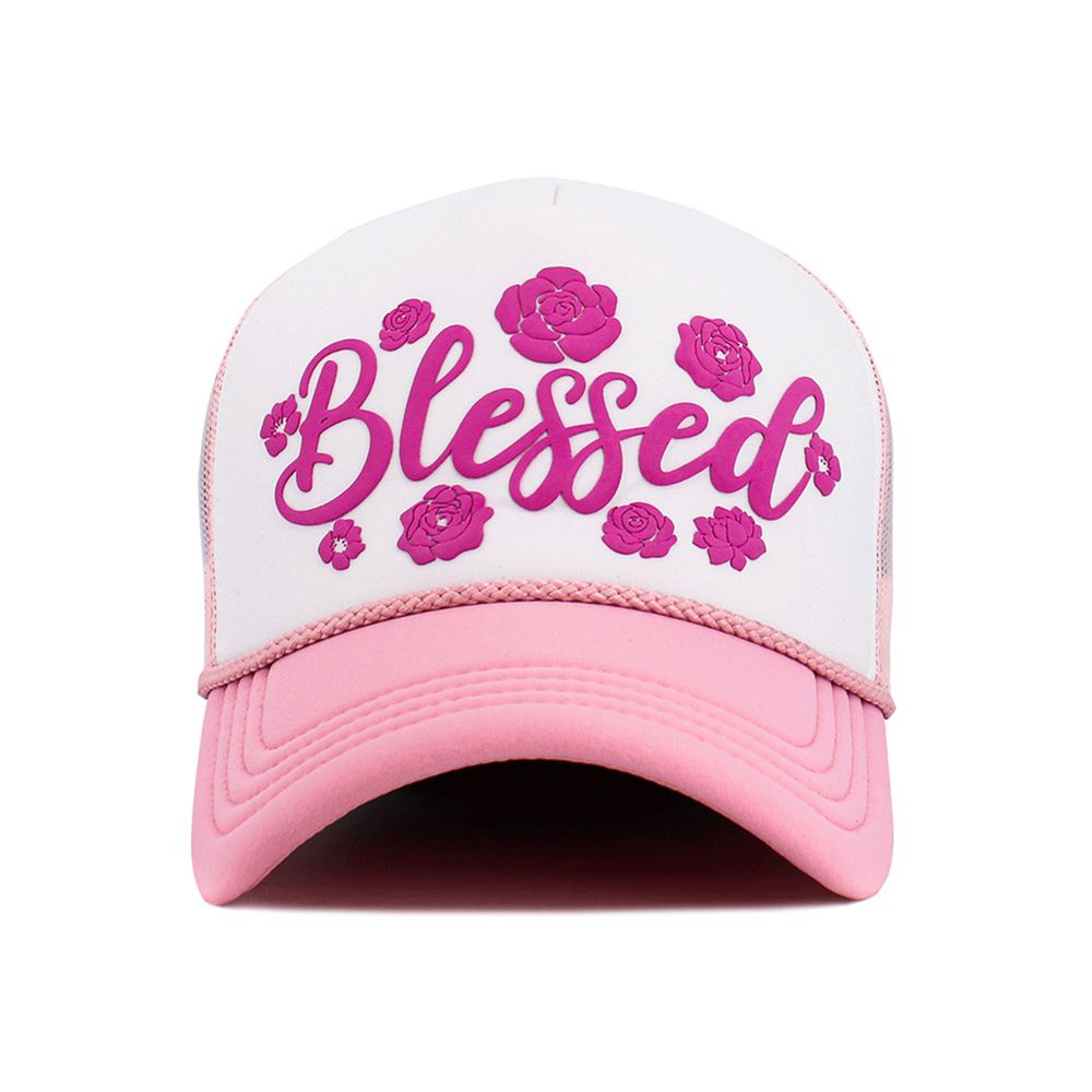 BLESSED Letter Foam Trucker Hat Mesh Cap