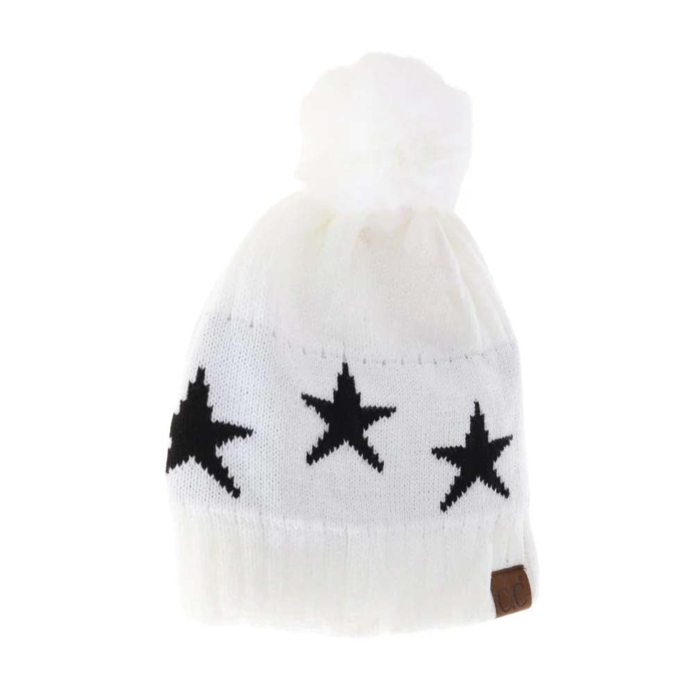 Star Print Pom C.C Beanie