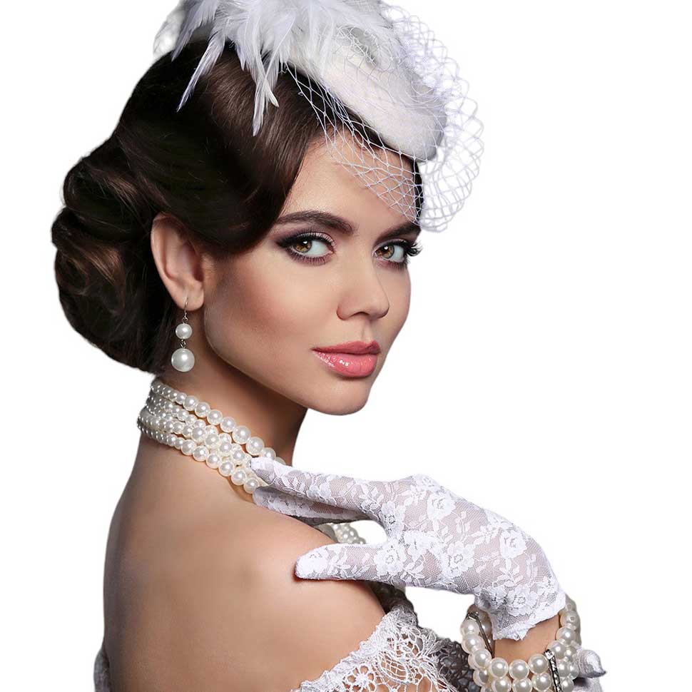 Stone Embellished Floral Lace Dressy Wedding Gloves