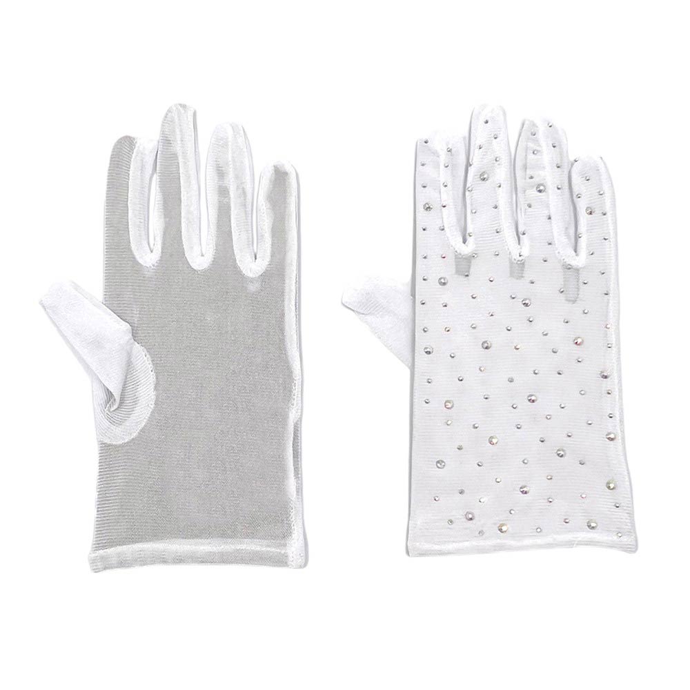 Stone Embellished Mesh Dressy Wedding Gloves