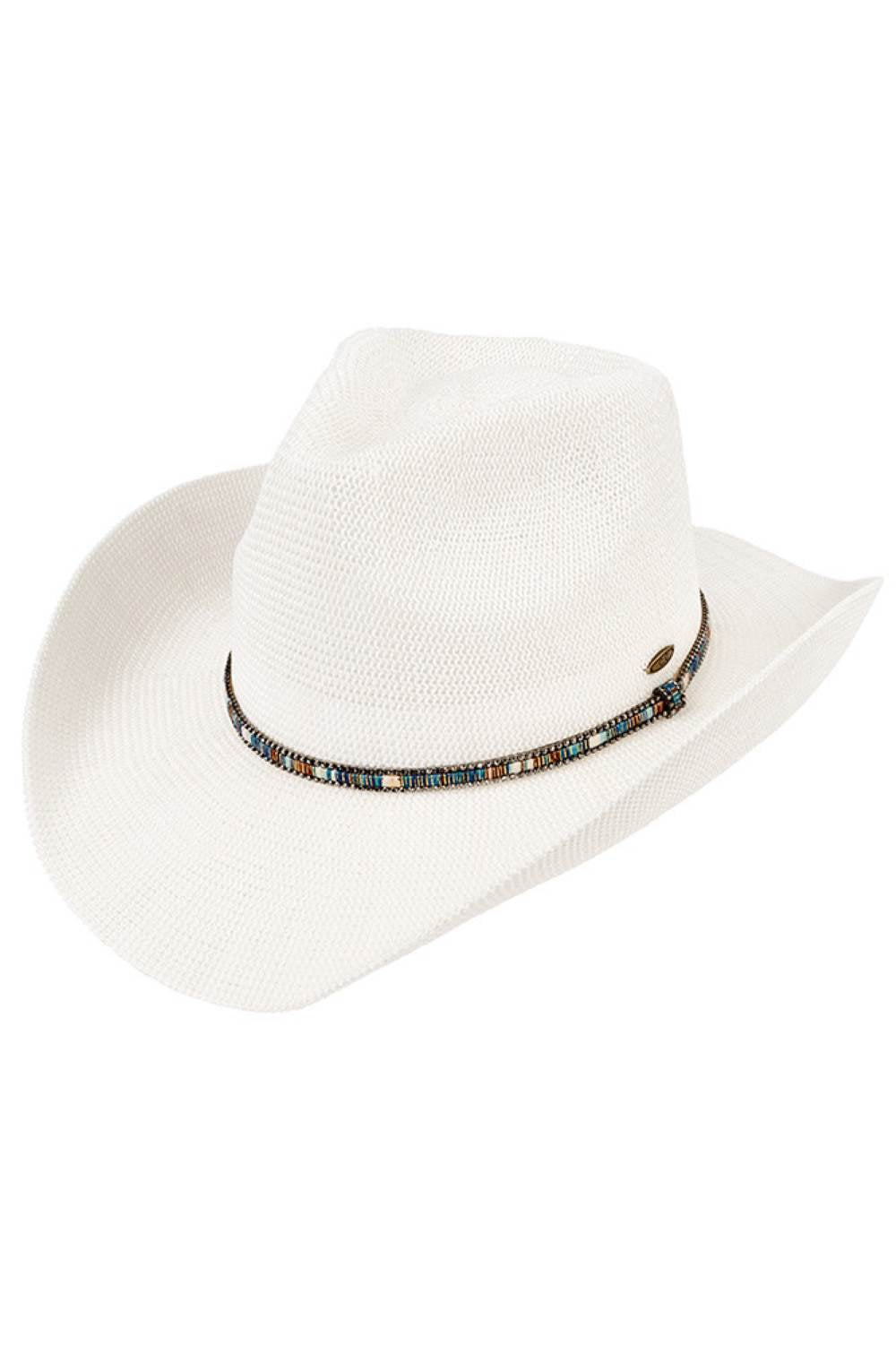 C.C Multi Colored Trim Band Knitted Cowboy Hat