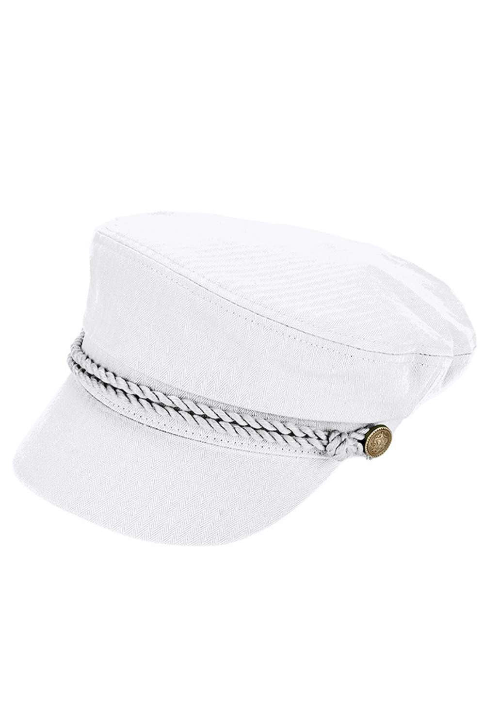 C.C Rope with Button Deco Solid Color Cotton Fish Man Cap