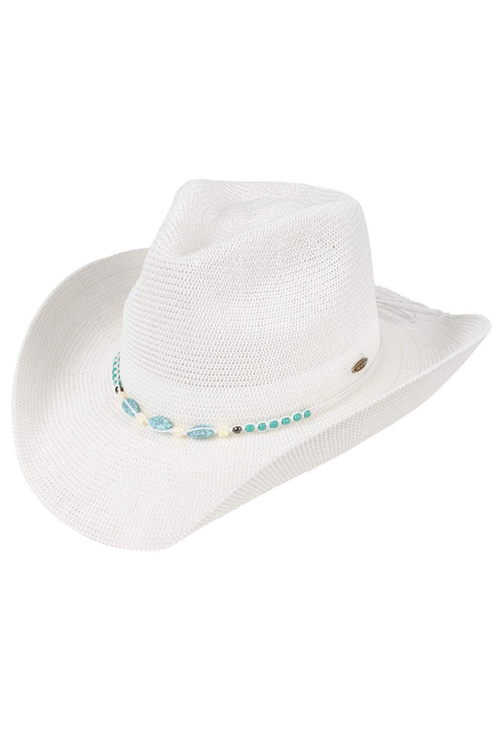 C.C Turquoise Stone with Beaded String Band Cowboy Hat