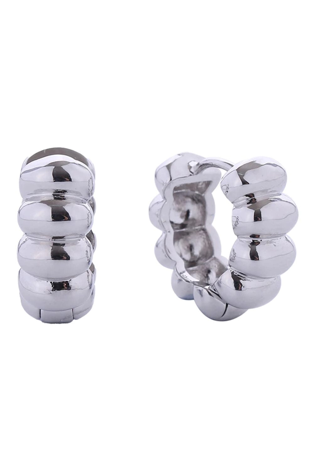 14K Balloon Link Huggie Hoop Earrings