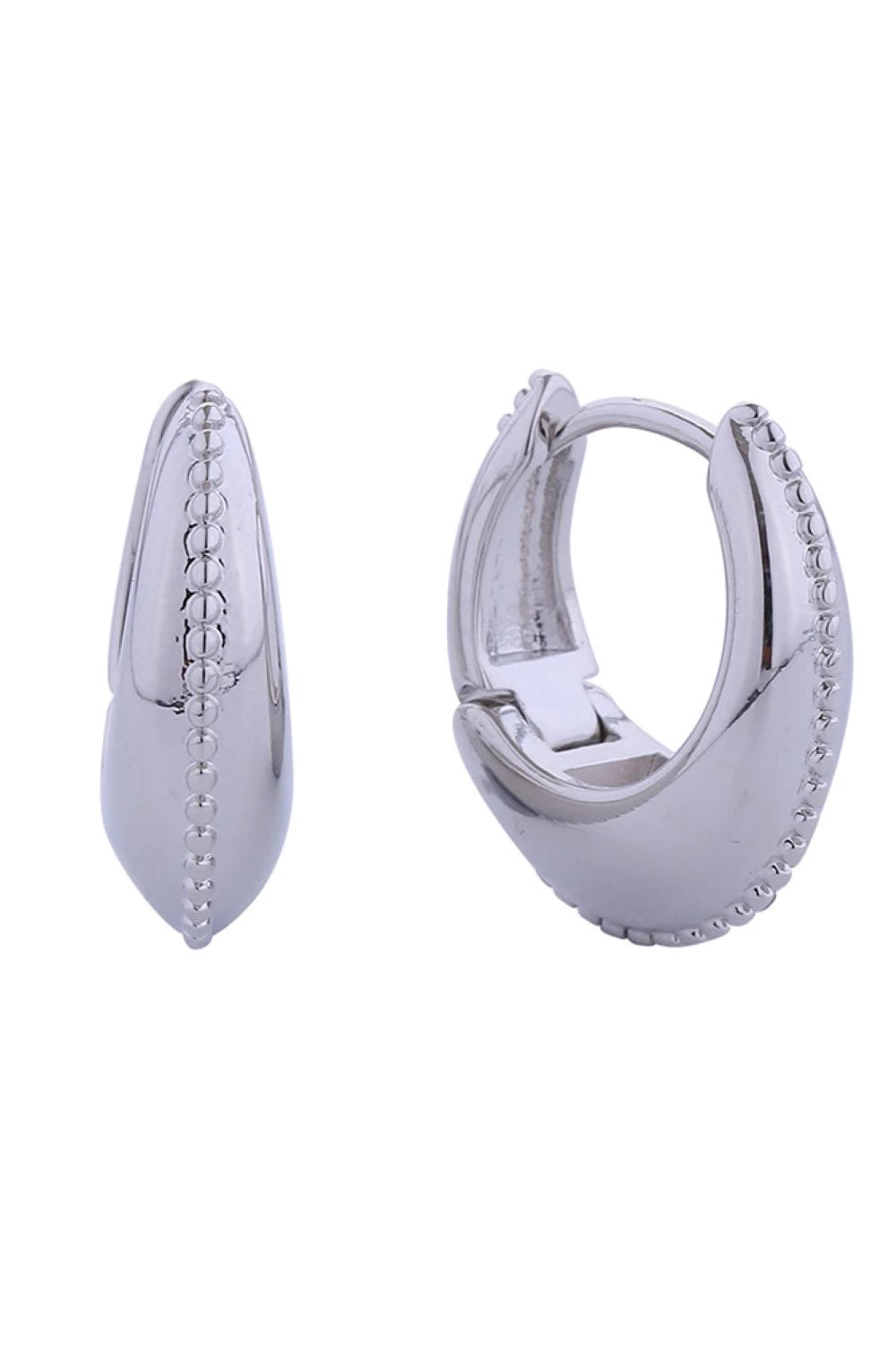 14K Beaded Puff Huggie Hoop Earrings