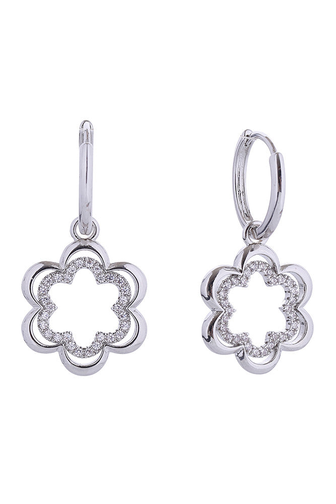 14K Blooming Drop Huggie Earrings