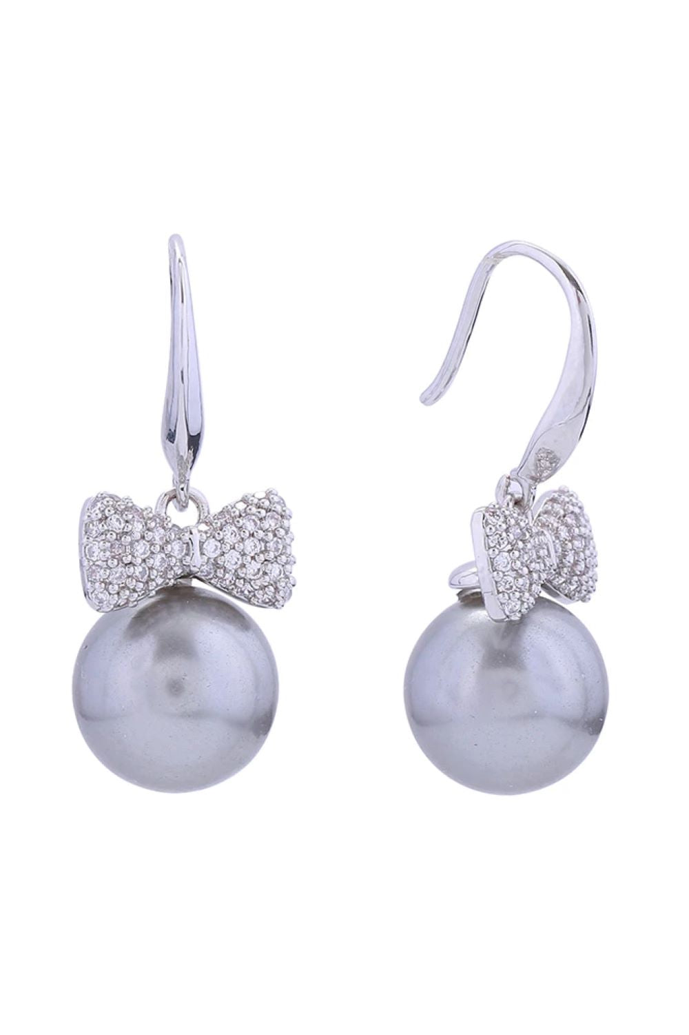 14K Bow Pearl Drop Post Earrings