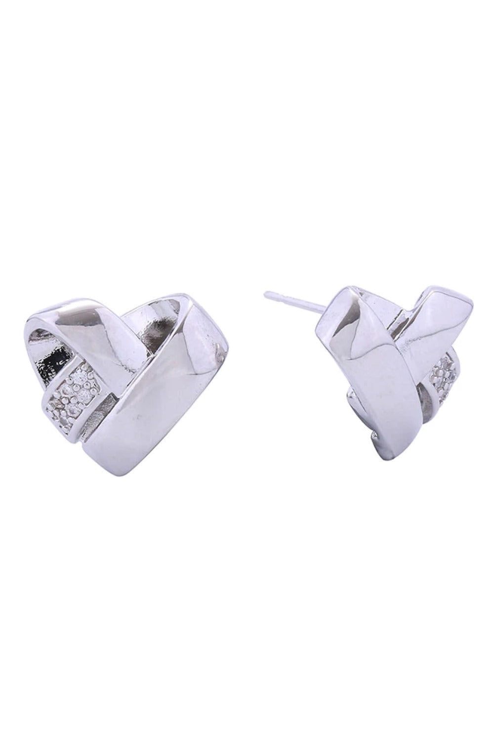 14K Broken Heart Pave CZ Post Earring