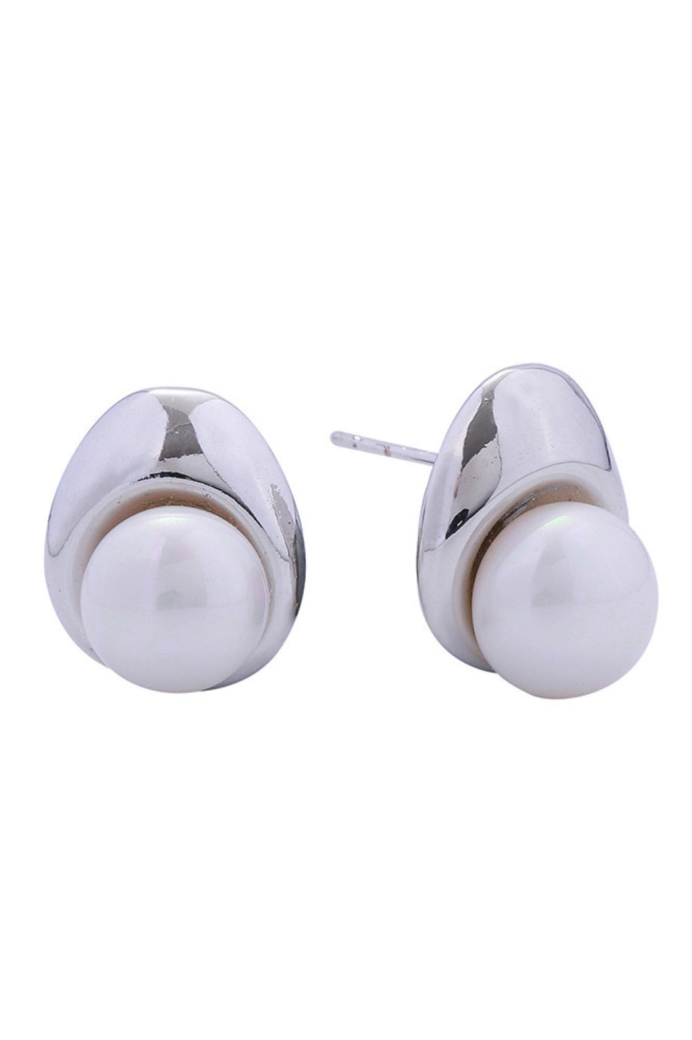 14K Button Pearl Post Earrings