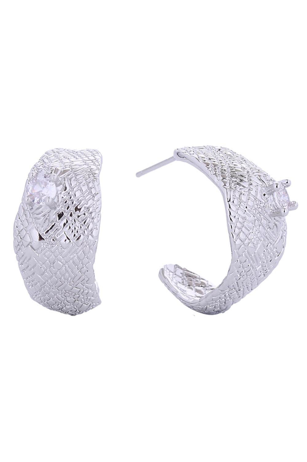 14K CZ Accent Crescent Post Earrings