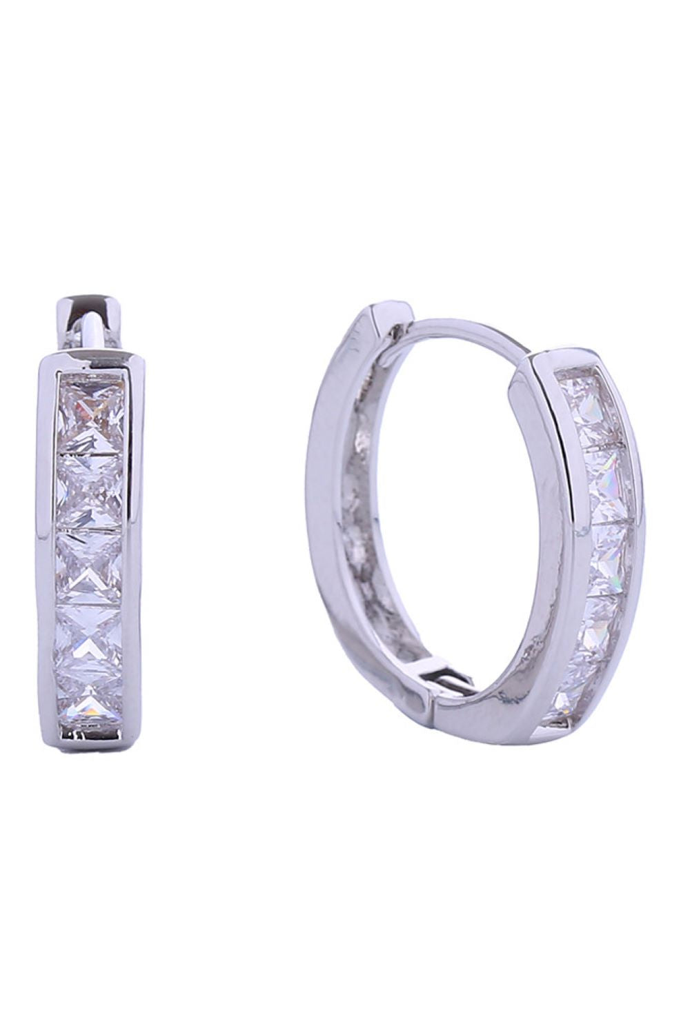 14K Cascade Pave CZ Huggie Earrings