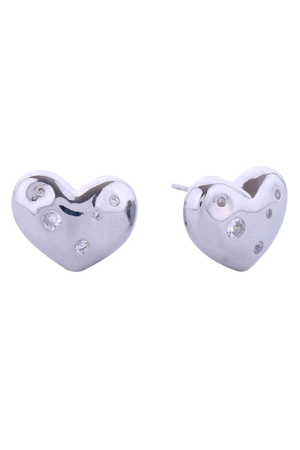 14K Chic Pave CZ Heart Post Earrings