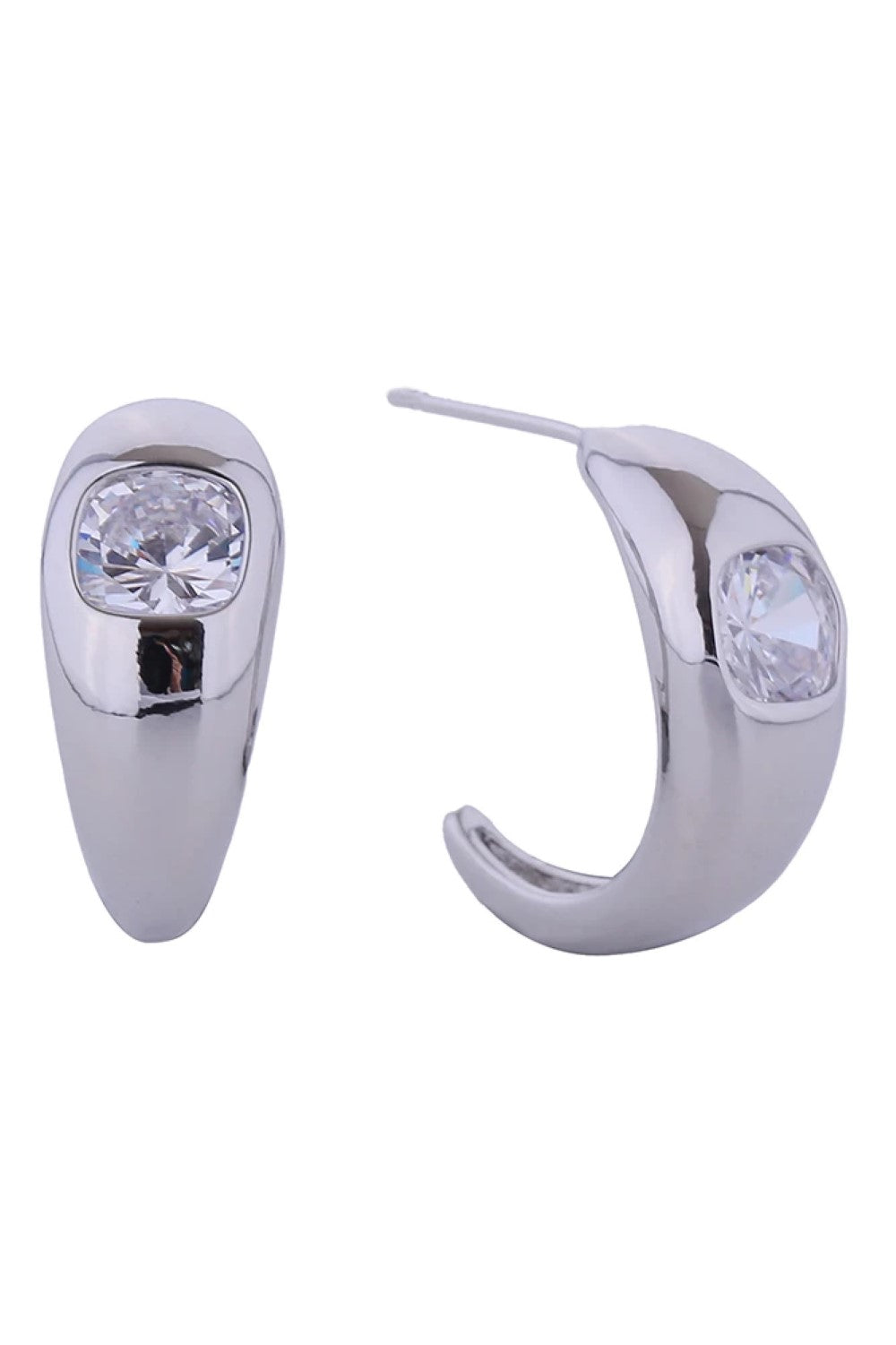 14K Chunky CZ Inset Post Earrings