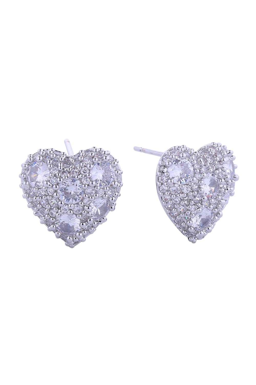 14K Cluster CZ Heart Post Earrings