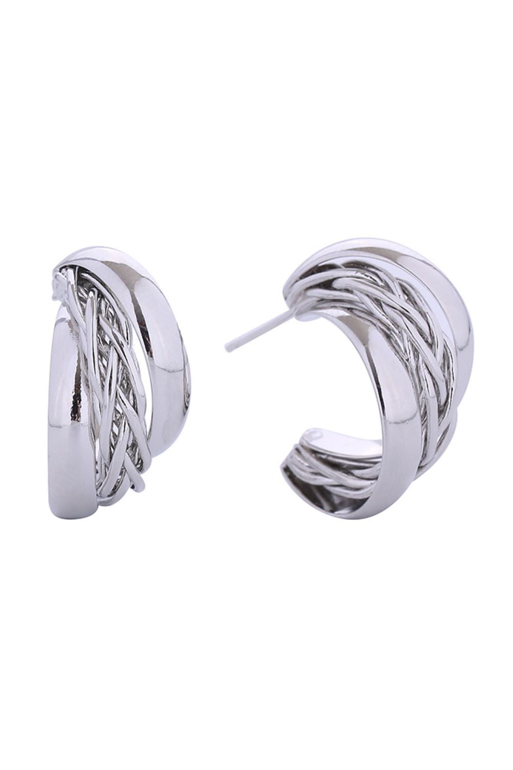 14K Crossover Hoop Post Earrings