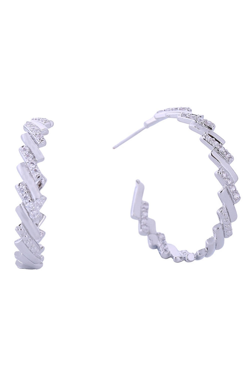 14K Crystal Baguette Hoop Earrings
