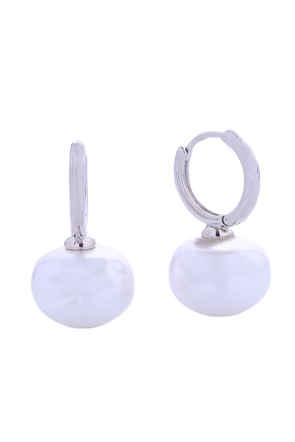 14K Dangling Pearl Huggie Earrings