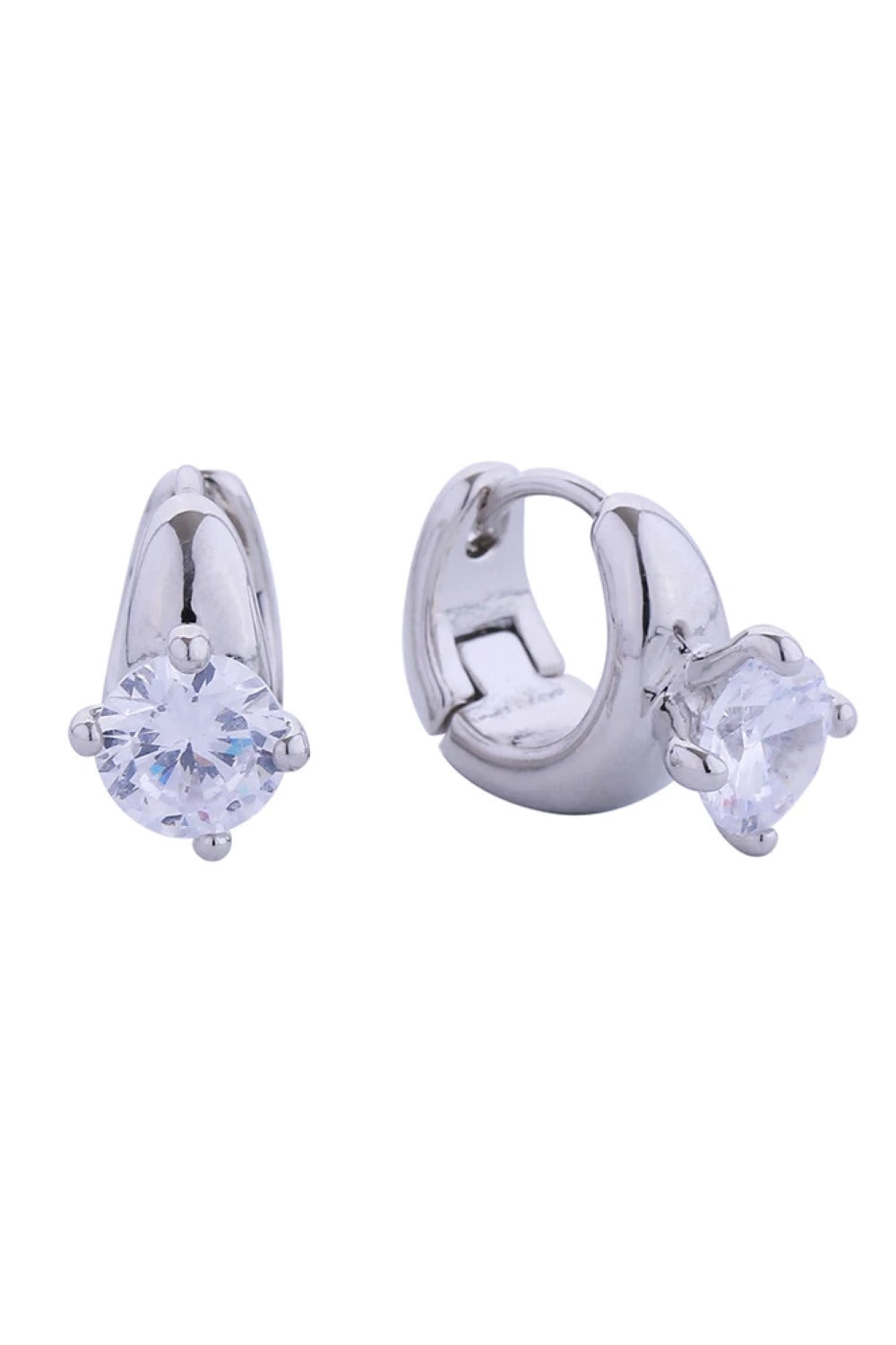 14K Diamond Ring Pave CZ Huggie Earring