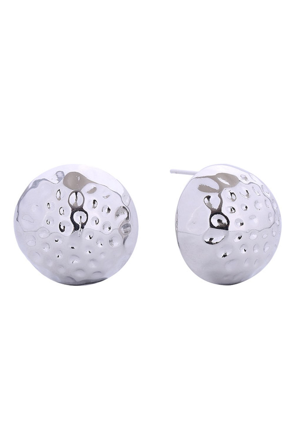 14K Dimpled Round Stud Earrings