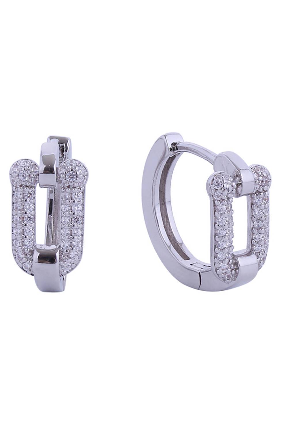 Elegant 14K Huggie Hoop Cz Paved Earring