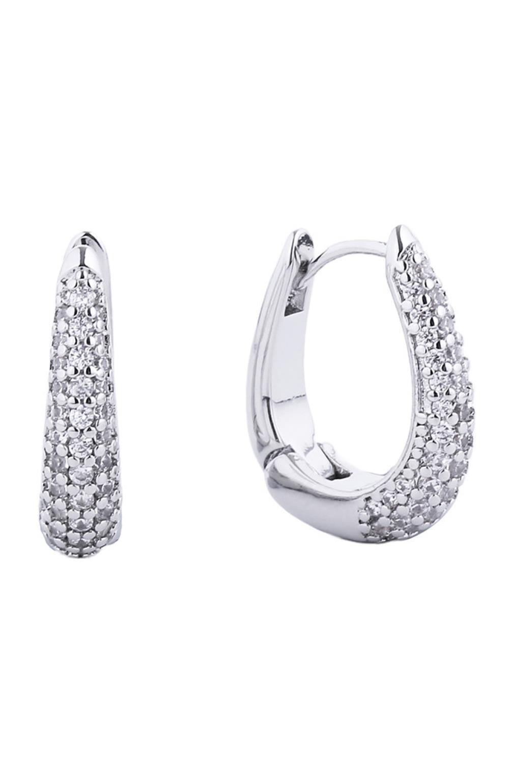 Versatile 14K Dipped Huggie Hoop Cz Paved Earring